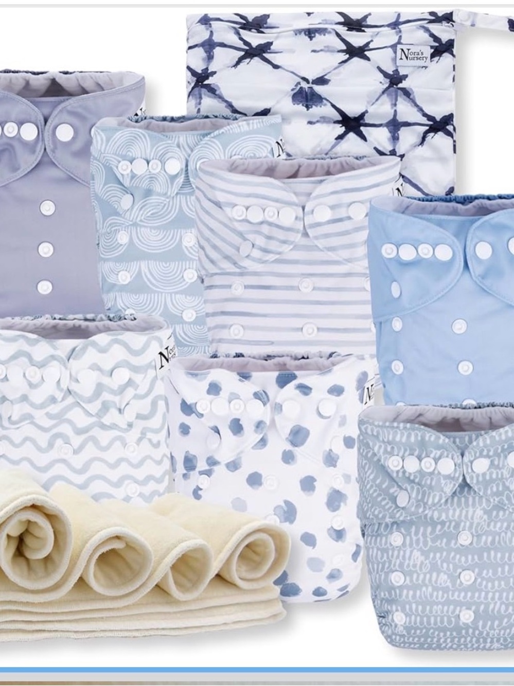 Nora's Nursery Cloth Diapers,7 Pack Waterproof,Reusable and Washable
One size
